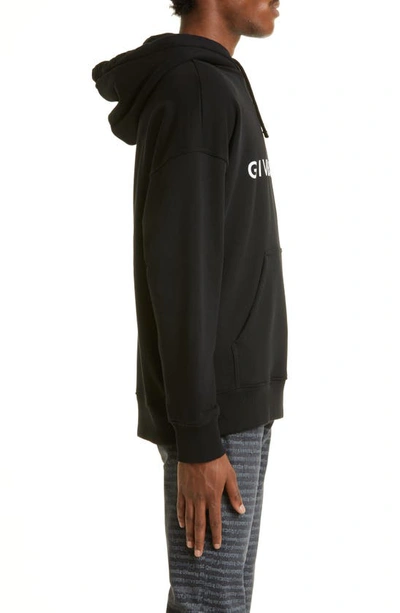 Shop Givenchy Slim Fit Logo Graphic Hoodie In Black