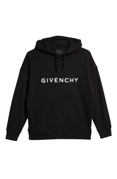 Shop Givenchy Slim Fit Logo Graphic Hoodie In Black