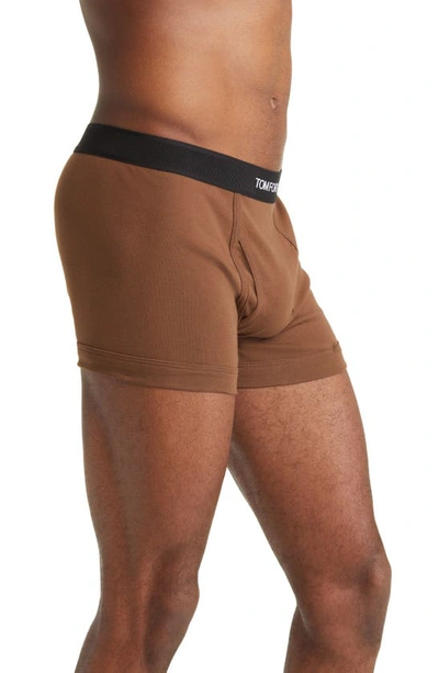 Shop Tom Ford Cotton Stretch Jersey Boxer Briefs In Brown