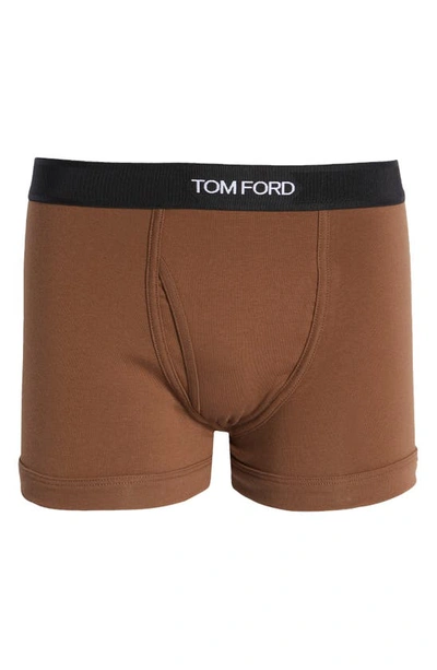 Shop Tom Ford Cotton Stretch Jersey Boxer Briefs In Brown