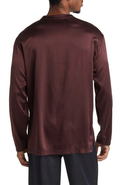 Shop Tom Ford Silk Henley In Mahogany