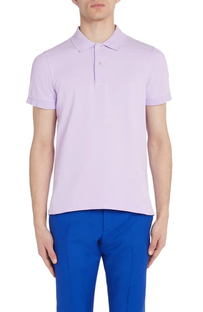 Shop Tom Ford Short Sleeve Cotton Piqué Polo In Lavender
