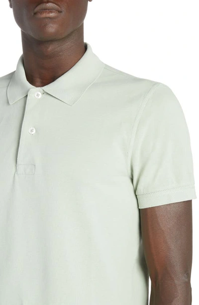 Shop Tom Ford Short Sleeve Cotton Piqué Polo In Mint