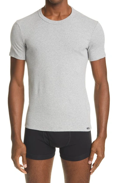 Shop Tom Ford Cotton Jersey Crewneck T-shirt In Grey