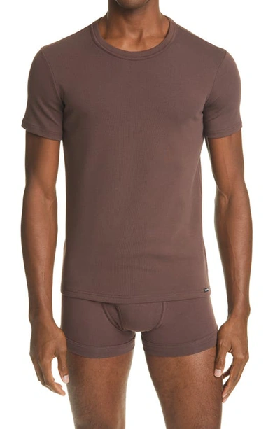 Shop Tom Ford Cotton Jersey Crewneck T-shirt In Nude