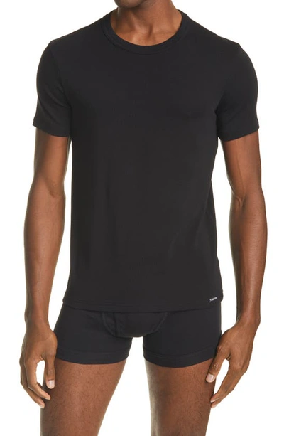Tom Ford Black Stretch Cotton Crew Neck T-shirt In Black