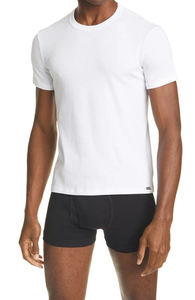 Tom Ford Logo Round Collar Short-sleeved T-shirt In White