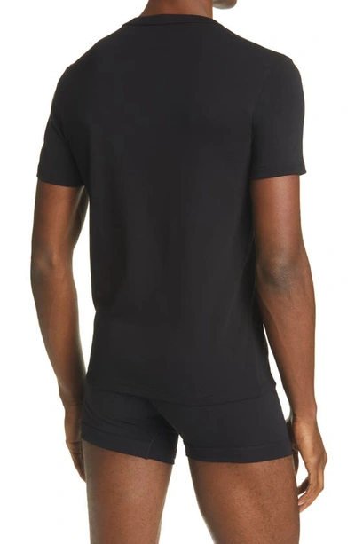 Tom Ford Black Stretch Cotton Crew Neck T-shirt In Black