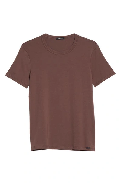 Shop Tom Ford Cotton Jersey Crewneck T-shirt In Nude