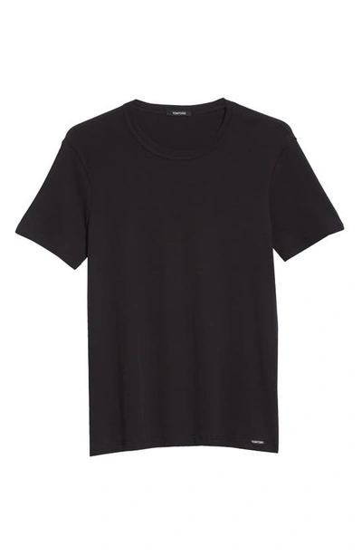 Tom Ford Black Stretch Cotton Crew Neck T-shirt In Black