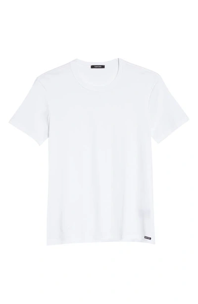 Tom Ford Logo Round Collar Short-sleeved T-shirt In White