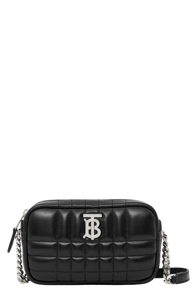 Shop Burberry Mini Lola Quilted Leather Camera Bag In Black/ Black