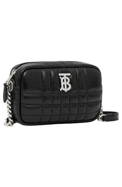 Shop Burberry Mini Lola Quilted Leather Camera Bag In Black/ Black