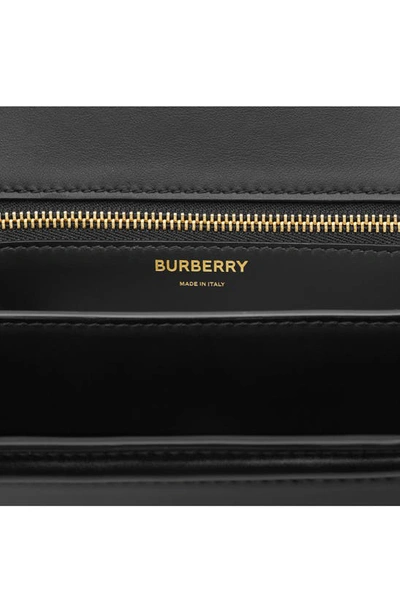 Shop Burberry Mini Tb Leather Shoulder Bag In Black