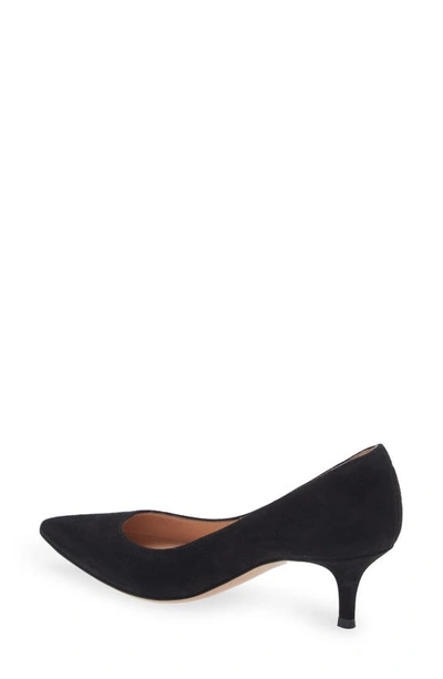 Gianvito Rossi Leather Kitten Heel Pumps With Pointed Toe In Black