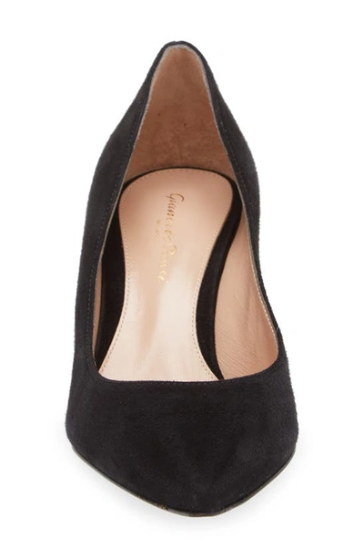 Gianvito Rossi Leather Kitten Heel Pumps With Pointed Toe In Black