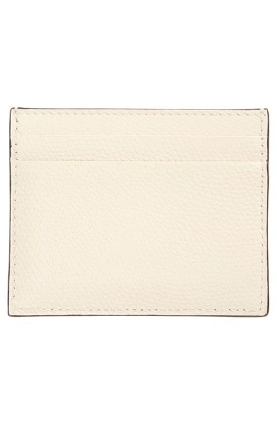 Shop Valentino Vlogo Signature Leather Card Case In I16 Light Ivory