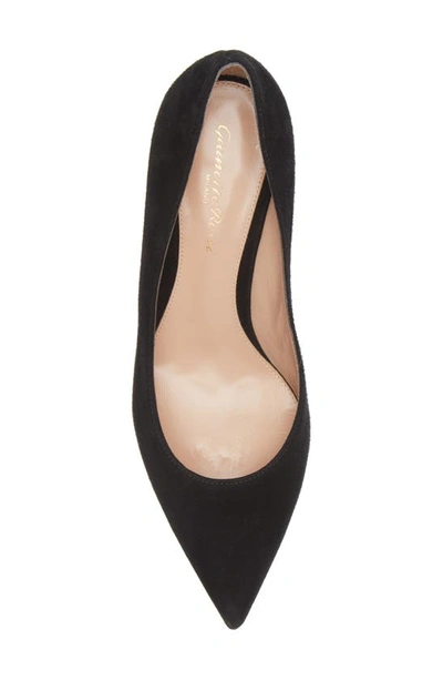 Gianvito Rossi Leather Kitten Heel Pumps With Pointed Toe In Black