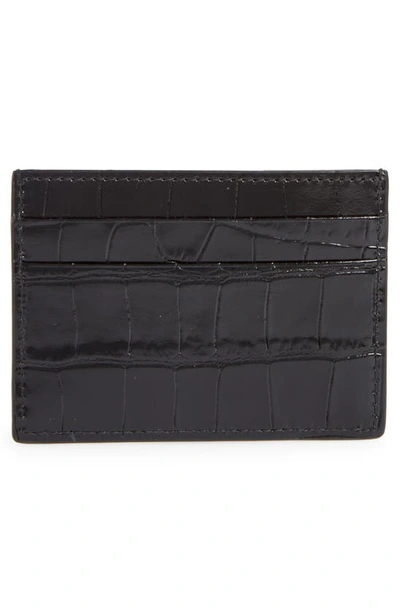 Shop Burberry Tb Monogram Croc Embossed Leather Card Case In Black