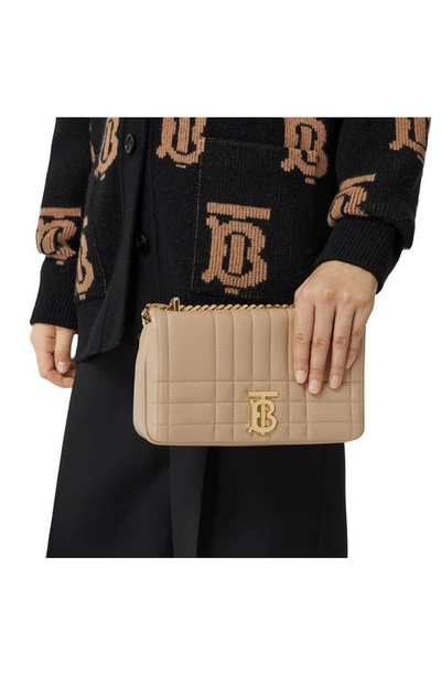 Shop Burberry Small Lola Quilted Leather Crossbody Bag In Oat Beige