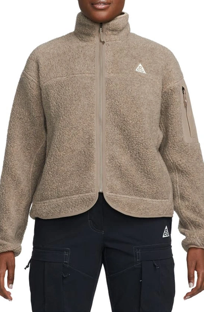 Shop Nike Acg Arctic Wolf Polartec® Fleece Jacket In Khaki/ Khaki/ Summit White