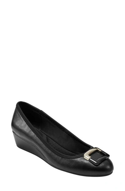 Shop Bandolino Wedge Pump In Black Smooth