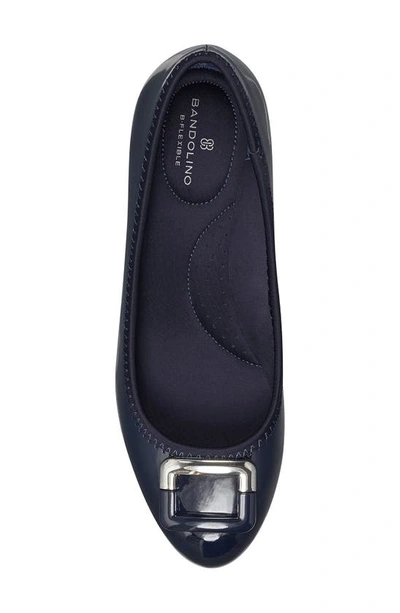 Bandolino Tad Buckle Wedge Flat In Navy Blue Patent