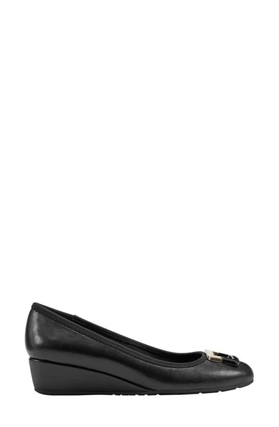 Shop Bandolino Wedge Pump In Black Smooth