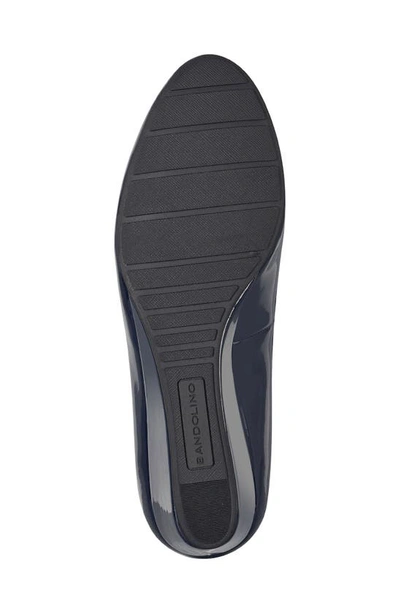 Bandolino Tad Buckle Wedge Flat In Navy Blue Patent