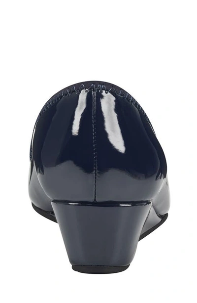 Bandolino Tad Buckle Wedge Flat In Navy Blue Patent