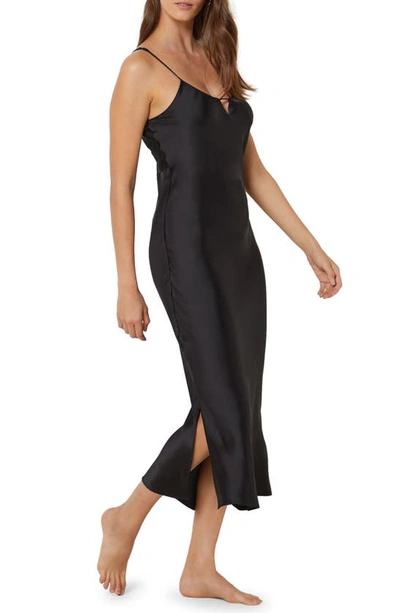 Shop Etam Butterfly Lace Satin Nightgown In Black