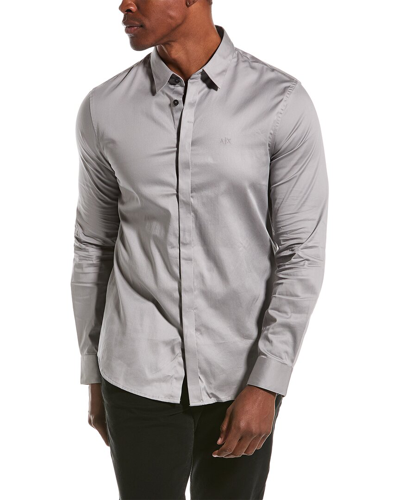 Shop Armani Exchange Slim Fit Woven Shirt In Grey