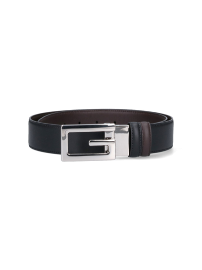 Shop Gucci - Reversible Logo Belt In Black  