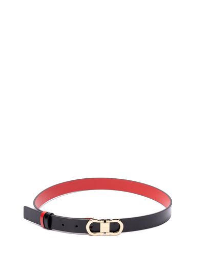 Shop Ferragamo `double Gancio` Adjustable And Reversible Belt In Black  