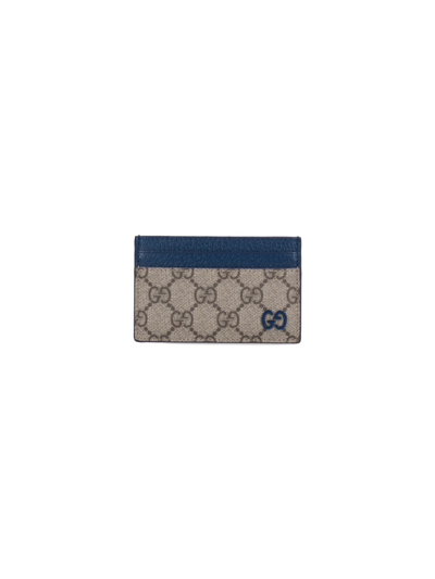 Shop Gucci "gg" Card Holder In Blue