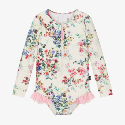 Shop Rock Your Baby Girls Ivory Floral Swimsuit (upf50+)