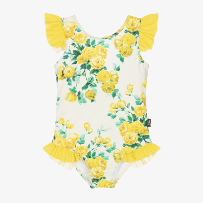 Shop Rock Your Baby Girls Yellow Roses Swimsuit (upf50+)