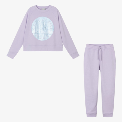 Shop Stella Mccartney Kids Teen Girls Lilac Purple Cotton Tracksuit
