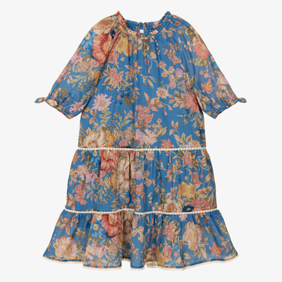 Shop Zimmermann Teen Girls Blue Cotton Floral Dress
