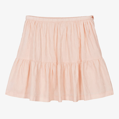 Shop Emporio Armani Teen Girls Pink Cotton Jacquard Skirt