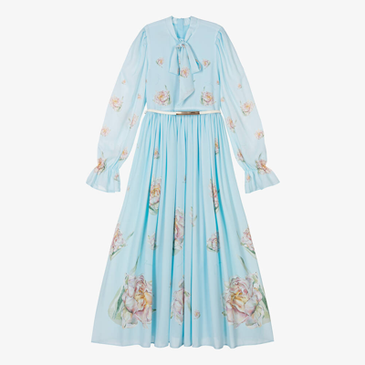 Shop Junona Girls Blue Floral Maxi Dress
