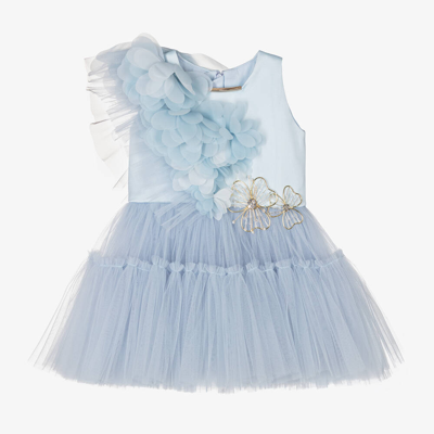 Shop Junona Baby Girls Blue Tulle Flower Dress