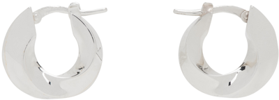 Shop Bottega Veneta Silver Small Twisted Hoop Earrings In 8117 Silver