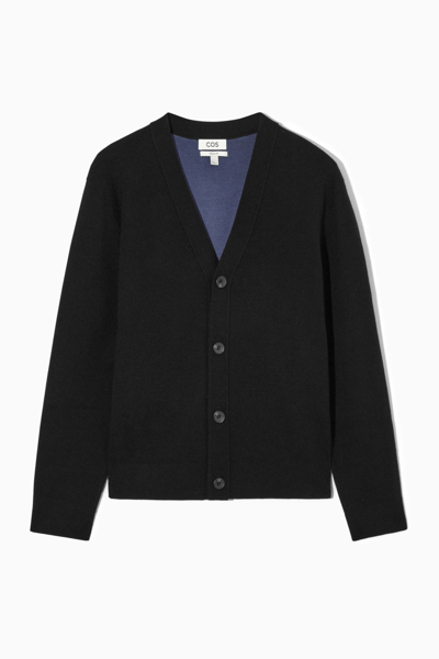 Shop Cos Double-faced Merino Wool Cardigan In Black