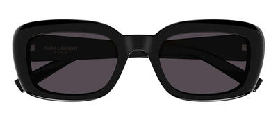 Shop Saint Laurent Sl M130 001 Rectangle Sunglasses In Grey
