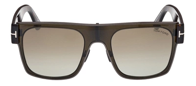 Shop Tom Ford Edwin W Ft1073 51g Flattop Sunglasses In Green