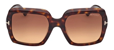 Shop Tom Ford Kaya W Ft1082 52f Square Sunglasses In Brown