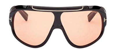 Shop Tom Ford Rellen W Ft1093 01e Mask Sunglasses In Orangle