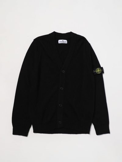 Shop Stone Island Junior Wool Cardigan In Black