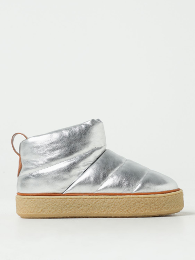 Isabel Marant "eskee" Flat Sole Metallic Finish Boots In Silver